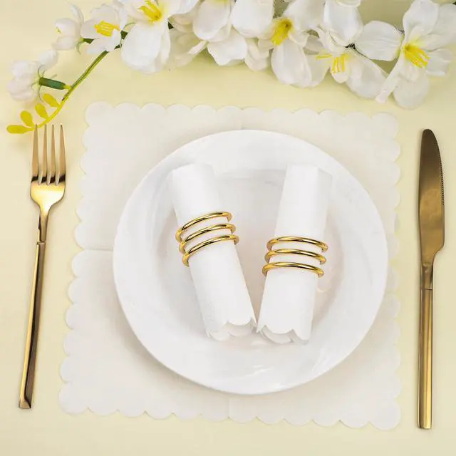 Alt view image 5 of 7 - 120 Pk Cocktail Napkins Scalloped White Napkins Disposable, 5"