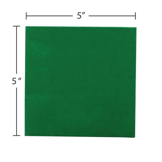 Alt view image 3 of 3 - Small Beverage Napkins - 5 x 5 - Green - 50/Pack