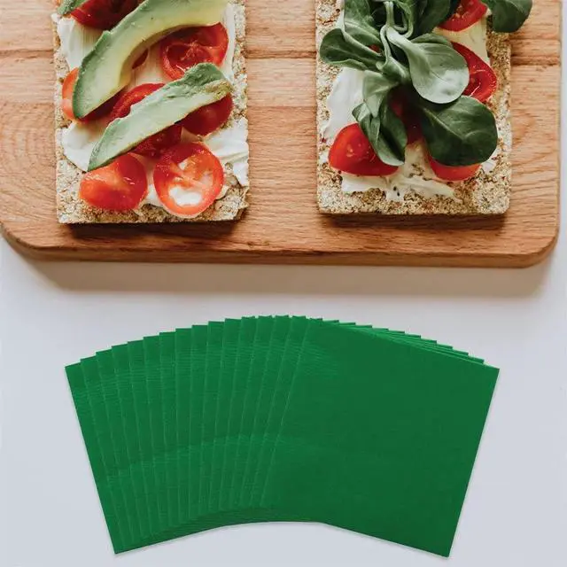 Alt view image 2 of 3 - Small Beverage Napkins - 5 x 5 - Green - 50/Pack