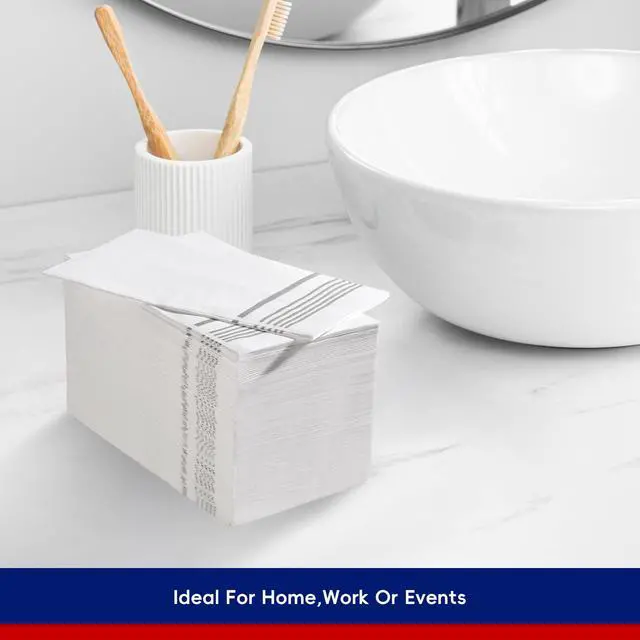 Alt view image 4 of 7 - 100 Paper Napkins Disposable Guest Towels, 3-ply Silver Dinner Napkins