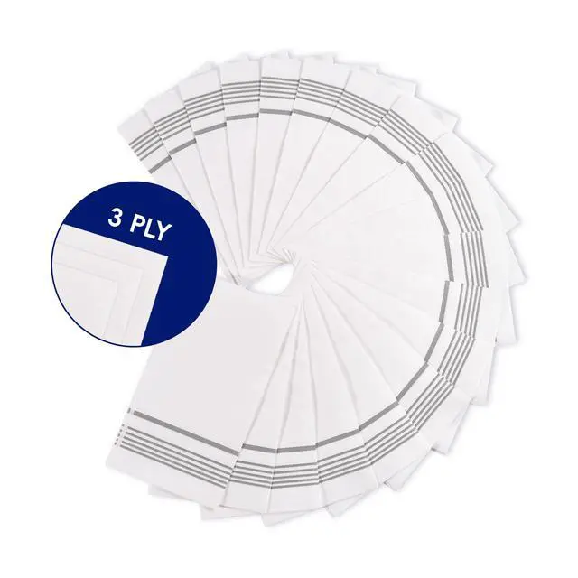 Alt view image 6 of 7 - 100 Paper Napkins Disposable Guest Towels, 3-ply Silver Dinner Napkins