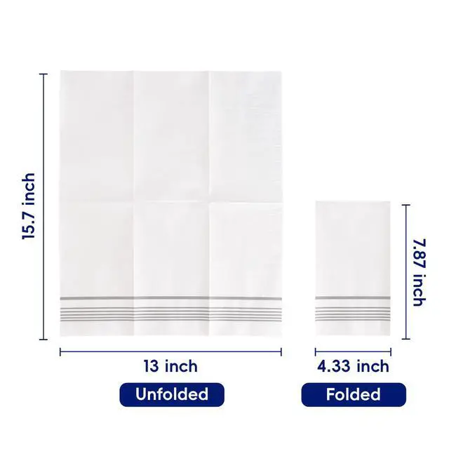 Alt view image 7 of 7 - 100 Paper Napkins Disposable Guest Towels, 3-ply Silver Dinner Napkins