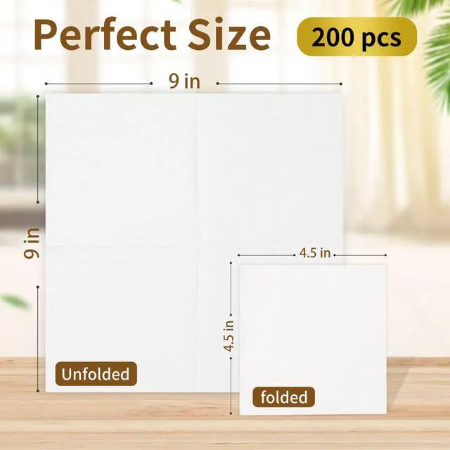 Alt view image 2 of 6 - Cocktail Napkins - 200 Count 2-Ply White Napkins Disposable, 4.5 x 4.5 Inch Folded Paper Napkins Bulk Beverage Napkins for Dinner Wedding Bar Party and Everyday Use
