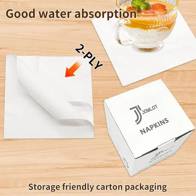 Alt view image 3 of 6 - Cocktail Napkins - 200 Count 2-Ply White Napkins Disposable, 4.5 x 4.5 Inch Folded Paper Napkins Bulk Beverage Napkins for Dinner Wedding Bar Party and Everyday Use
