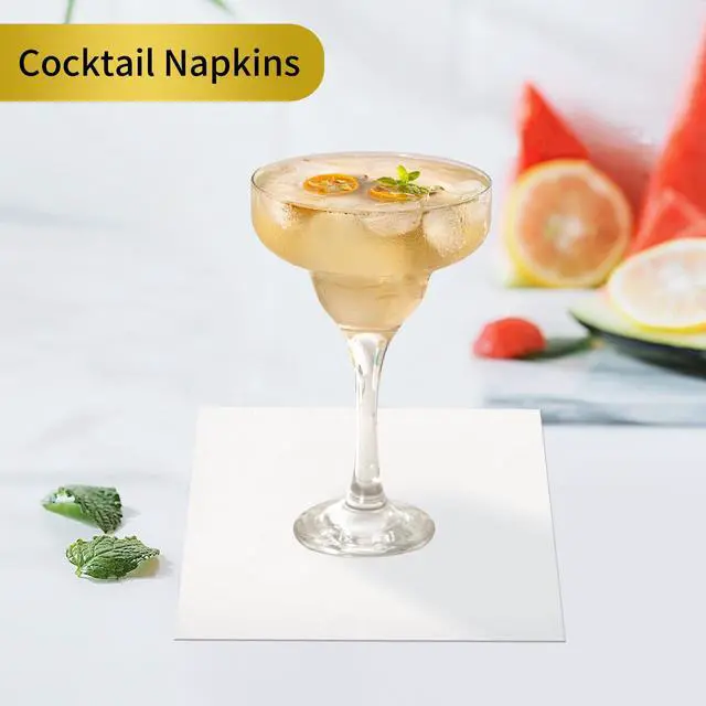 Alt view image 4 of 6 - Cocktail Napkins - 200 Count 2-Ply White Napkins Disposable, 4.5 x 4.5 Inch Folded Paper Napkins Bulk Beverage Napkins for Dinner Wedding Bar Party and Everyday Use