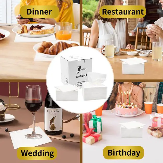 Alt view image 6 of 6 - Cocktail Napkins - 200 Count 2-Ply White Napkins Disposable, 4.5 x 4.5 Inch Folded Paper Napkins Bulk Beverage Napkins for Dinner Wedding Bar Party and Everyday Use