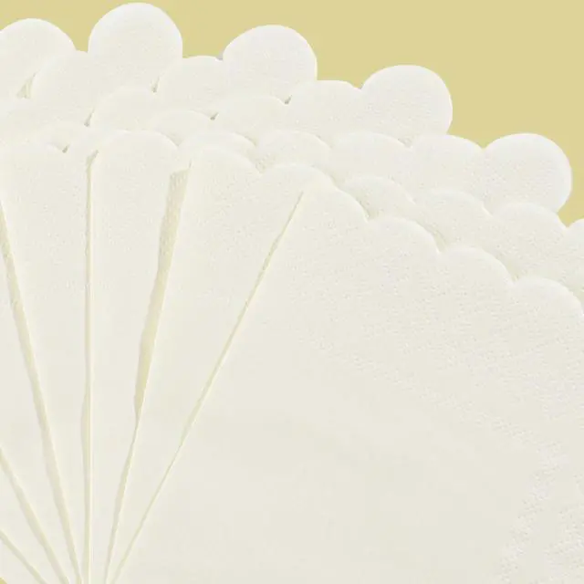 Alt view image 3 of 7 - 120 Pcs Cocktail Napkins Scalloped Ivory Paper Napkins Disposable Cream Dessert Beverage Party Napkin for Wedding, Bridal Baby Shower, Birthday