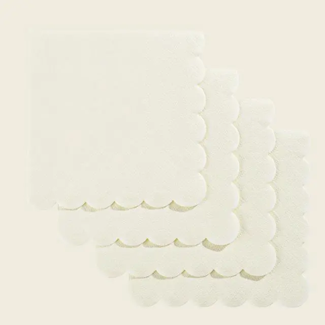 Alt view image 4 of 7 - 120 Pcs Cocktail Napkins Scalloped Ivory Paper Napkins Disposable Cream Dessert Beverage Party Napkin for Wedding, Bridal Baby Shower, Birthday