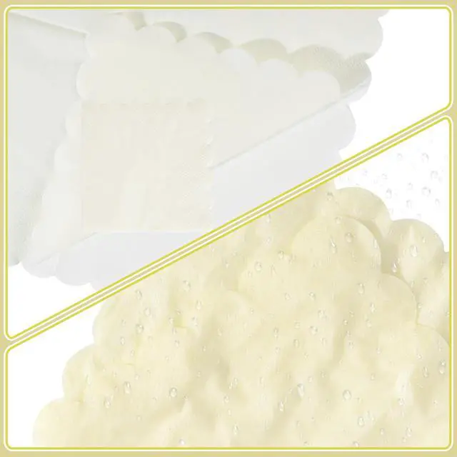 Alt view image 5 of 7 - 120 Pcs Cocktail Napkins Scalloped Ivory Paper Napkins Disposable Cream Dessert Beverage Party Napkin for Wedding, Bridal Baby Shower, Birthday