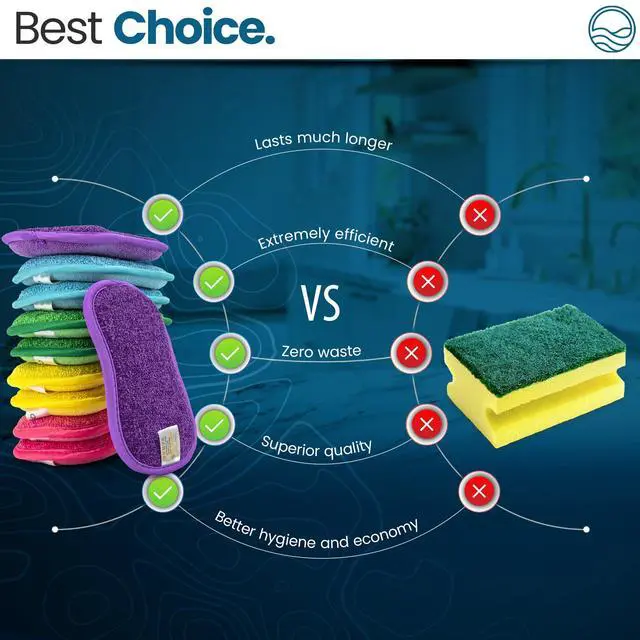 Alt view image 5 of 6 - 10 Kitchen Sponges Pack Washable and Reusable Dishes Sponge Rubber 6 X 3 inches - Multicolored
