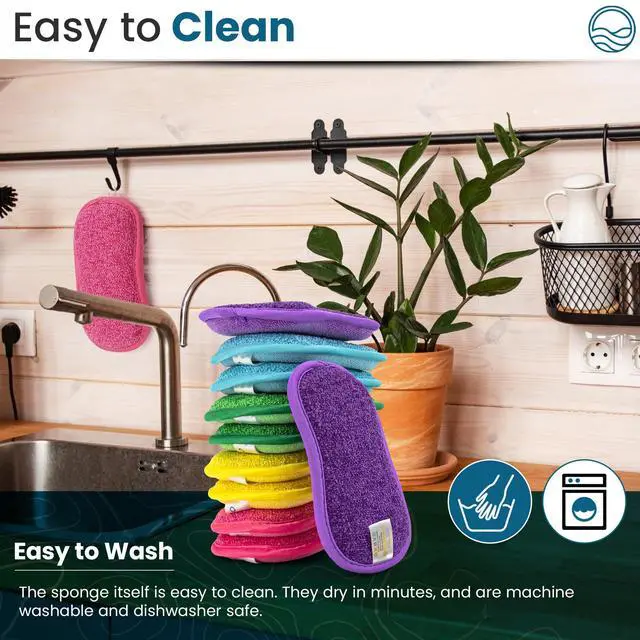 Alt view image 3 of 6 - 10 Kitchen Sponges Pack Washable and Reusable Dishes Sponge Rubber 6 X 3 inches - Multicolored