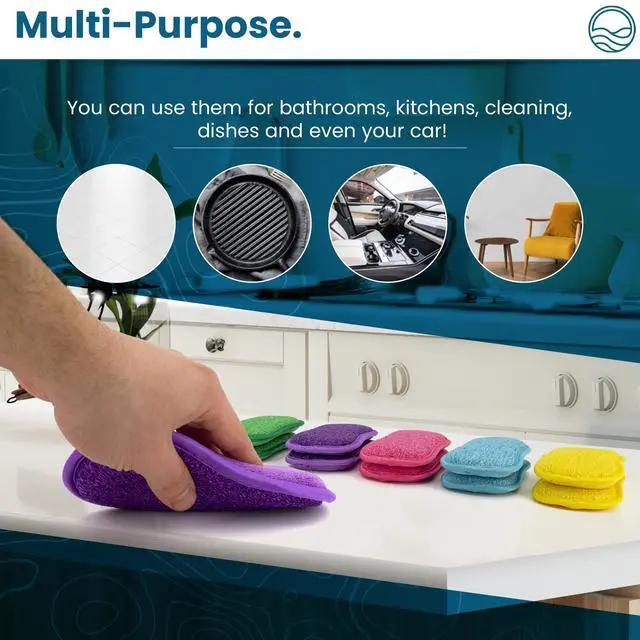 Alt view image 6 of 6 - 10 Kitchen Sponges Pack Washable and Reusable Dishes Sponge Rubber 6 X 3 inches - Multicolored