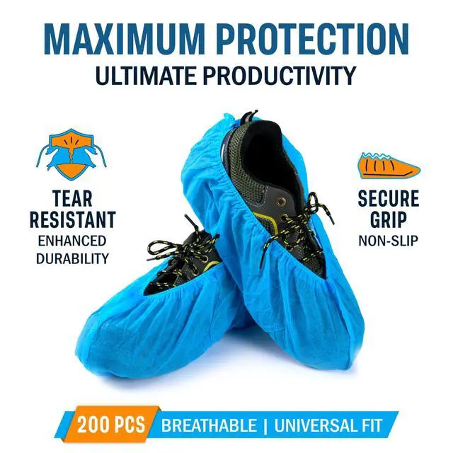 Alt view image 4 of 7 - Disposable Shoe Covers Non Slip - 200 Pack (100 Pairs) Bulk Breathable