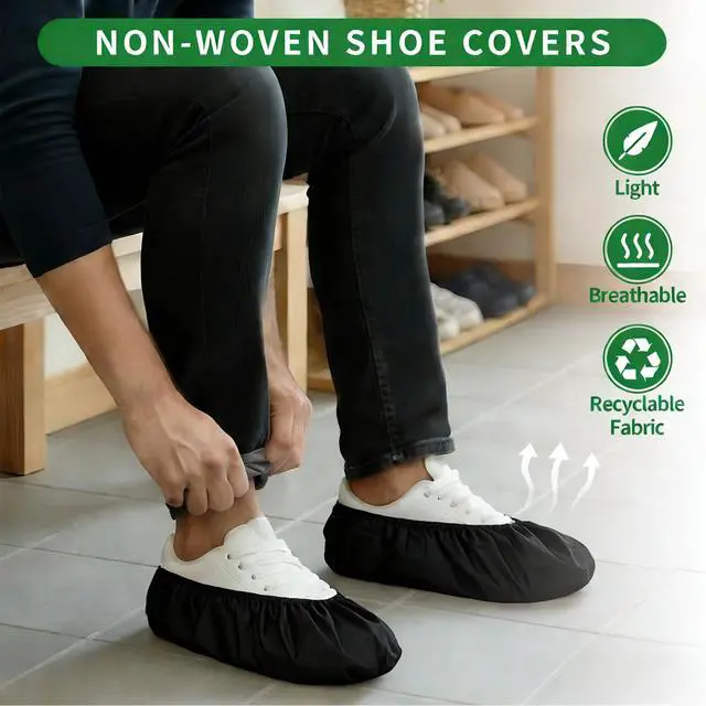 Alt view image 4 of 7 - 50/100/200 Pack Non-Woven Shoe Covers Disposable for Indoors