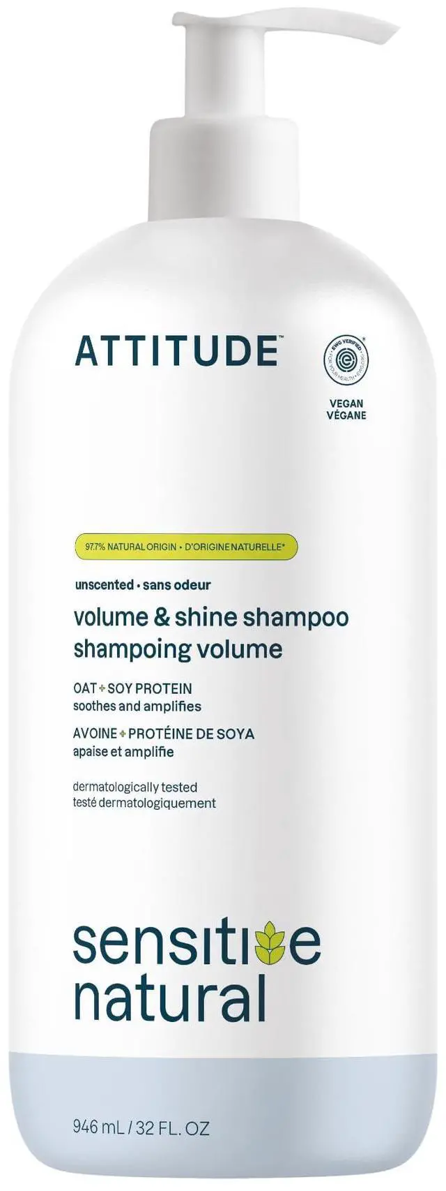 Main image of Hair Shampoo for Sensitive Dry Scalp, EWG Verified, Soothing Oat, For Thin Hair, Naturally Derived Ingredients, Vegan and Plant-Based, Volume and Shine, Unscented, 32 Fl Oz