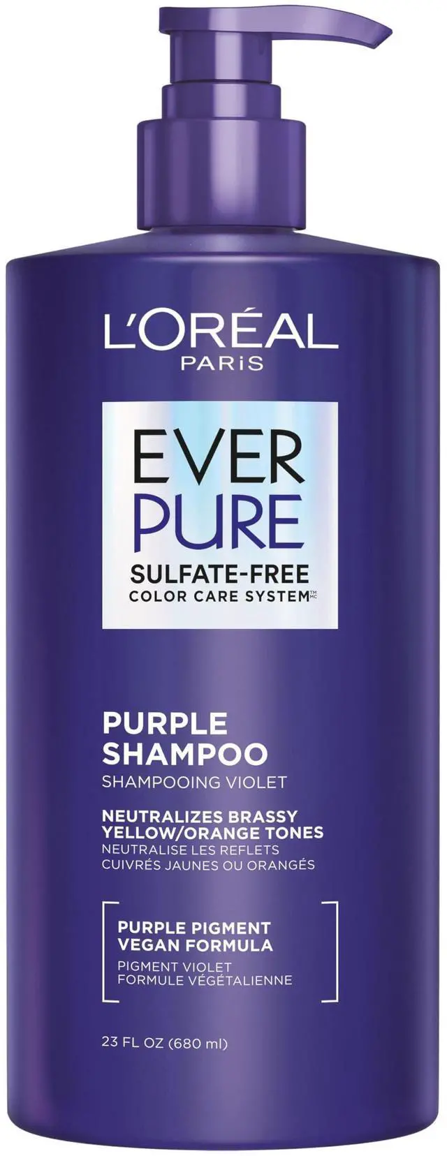 Main image of Sulfate Free Brass Toning Purple Shampoo for Blonde, Bleached, Silver, or Brown Highlighted Hair, EverPure, 23 Fl Oz (Packaging May Vary)