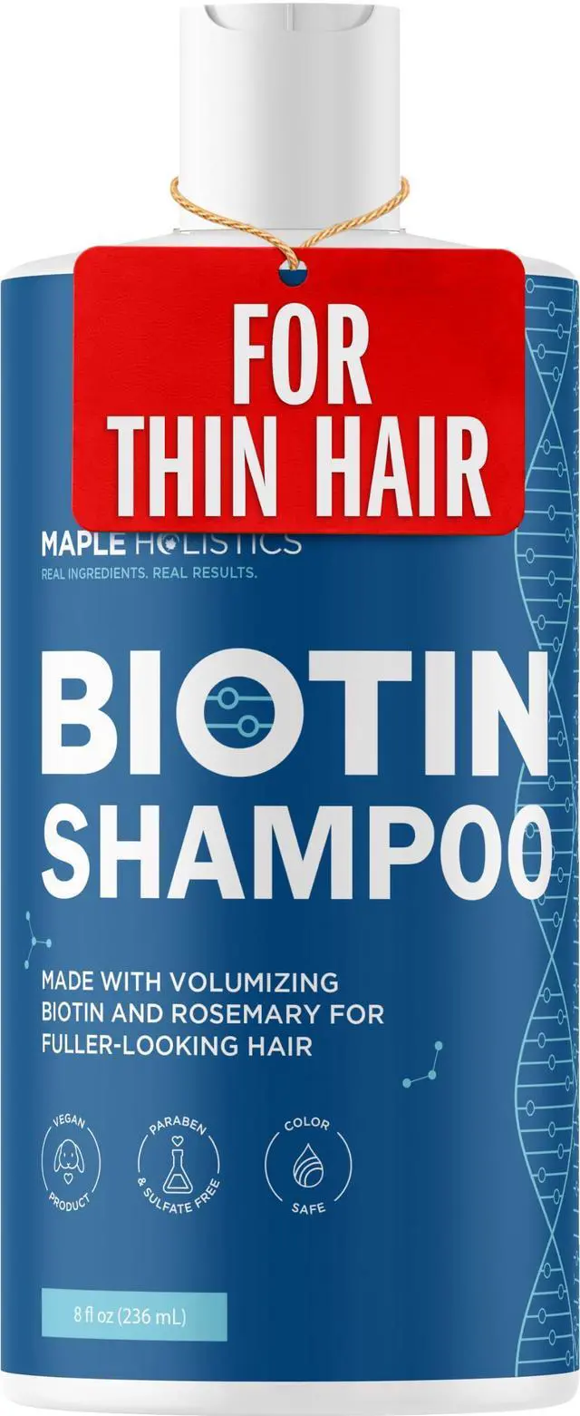 Main image of Rosemary and Biotin Shampoo for Thinning Hair - Vegan Volumizing Shampoo for Fine Hair with B Vitamins Argan Oil & Tea Tree Essential Oil - Paraben Silicone and Sulfate Free Vegan Formula (8 Fl Oz)
