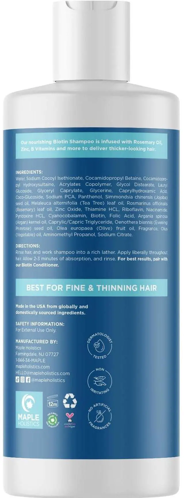 Alt view image 6 of 7 - Rosemary and Biotin Shampoo for Thinning Hair - Vegan Volumizing Shampoo for Fine Hair with B Vitamins Argan Oil & Tea Tree Essential Oil - Paraben Silicone and Sulfate Free Vegan Formula (8 Fl Oz)