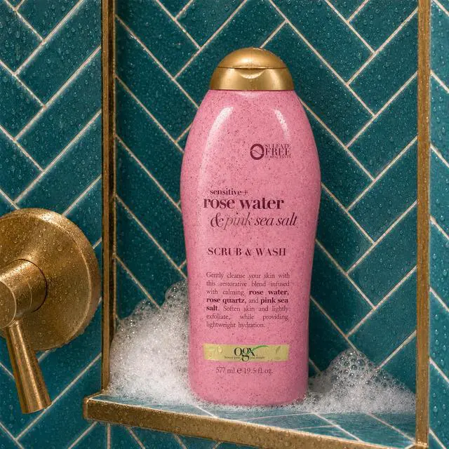 Alt view image 3 of 6 - Sensitive + Rose Water & Pink Sea Salt Body Scrub, 19.5 fl oz | Gentle Exfoliating Daily Body Wash, Rose Quartz, Softens Skin, Sulfate-Free Surfactants