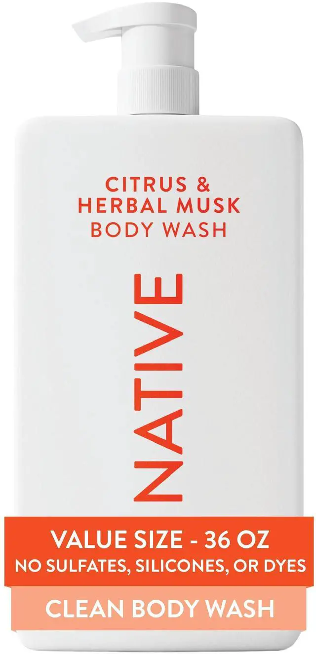 Main image of Body Wash for Women & Men, Citrus & Herbal Musk, 36 oz Pump Bottle, Sulfate-Free & Gentle