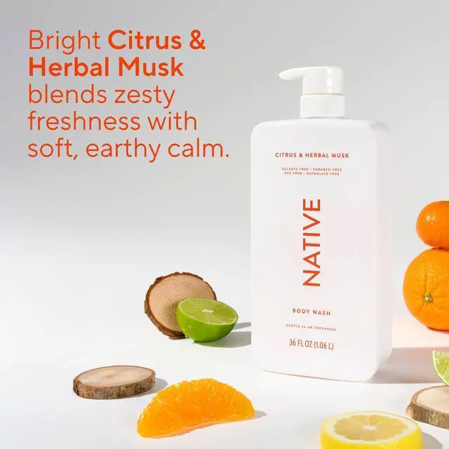 Alt view image 5 of 7 - Body Wash for Women & Men, Citrus & Herbal Musk, 36 oz Pump Bottle, Sulfate-Free & Gentle