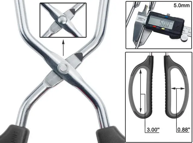 Alt view image 3 of 7 - Stainless Steel Scissor Tongs Cooking Tongs Set, Set of 3 (Black Handle, 10" 12" 16")