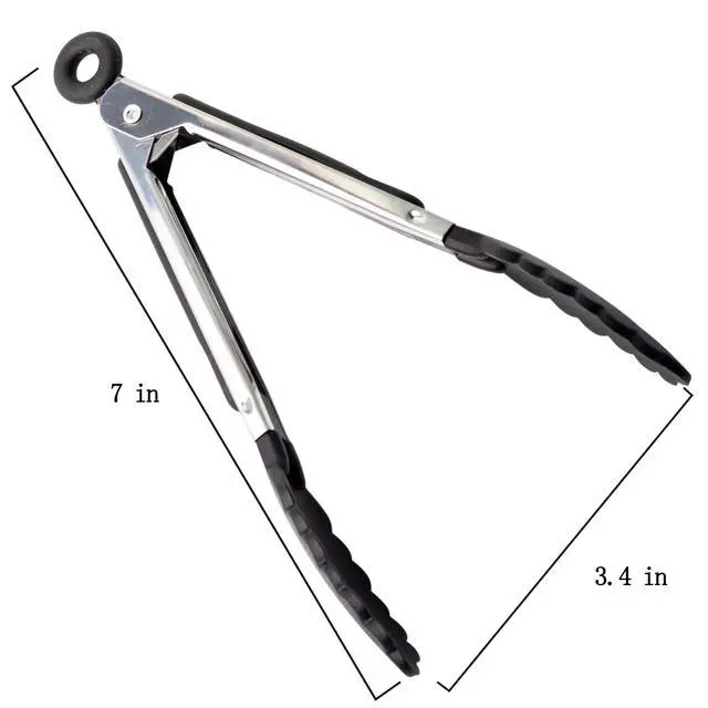 Alt view image 4 of 7 - 7 Pack Kitchen Tongs Set 7-Inch Color Mini Small Food Tongs with Stainless Steel Silicon Handles and Nylon Tips Heat Resistant Tongs for Cooking, Serving, BBQ, Grilling, Salad and More