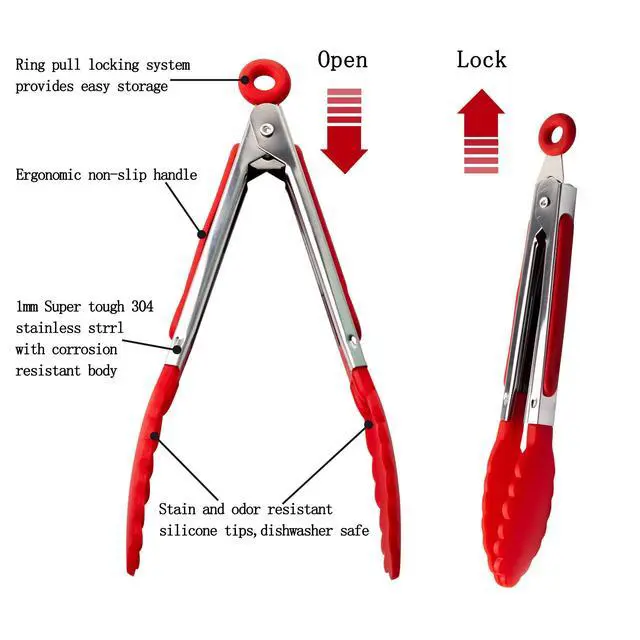 Alt view image 3 of 7 - 7 Pack Kitchen Tongs Set 7-Inch Color Mini Small Food Tongs with Stainless Steel Silicon Handles and Nylon Tips Heat Resistant Tongs for Cooking, Serving, BBQ, Grilling, Salad and More