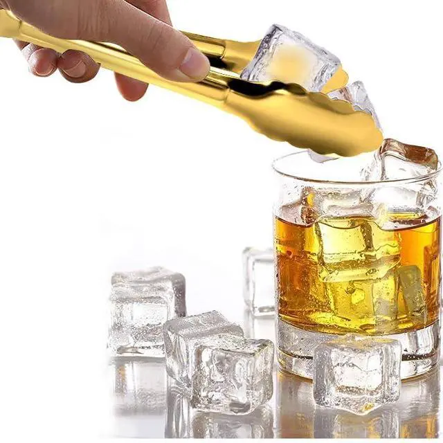 Alt view image 4 of 7 - 4 Pack Gold Serving Tongs Buffet Tongs Serving Utensils Salad Tongs Stainless Steel Gold Plated Buffet Serving Tongs,9 Inch