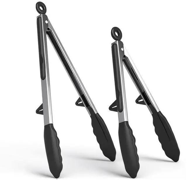 Main image of Kitchen Cooking Tongs Set, 9" & 12", Black, 2 Pack