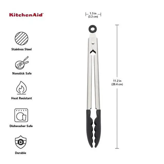 Alt view image 3 of 6 - Silicone Tipped Stainless Steel Tongs, 12 Inch, Black