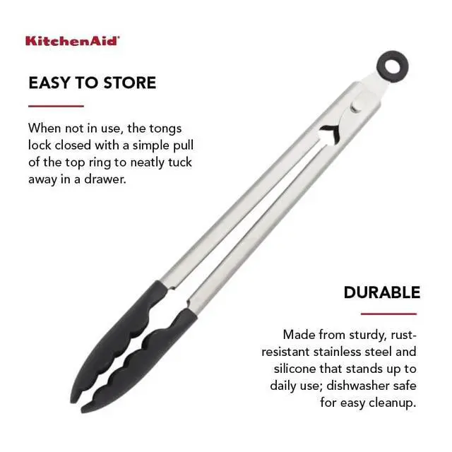 Alt view image 4 of 6 - Silicone Tipped Stainless Steel Tongs, 12 Inch, Black