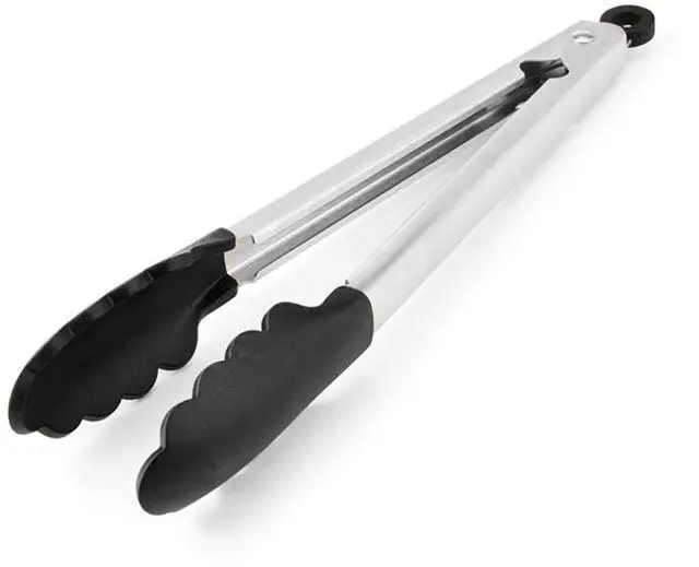 Alt view image 2 of 6 - Silicone Tipped Stainless Steel Tongs, 12 Inch, Black