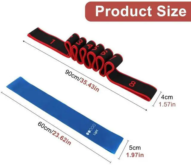 Alt view image 2 of 7 - 2 Pack Numbered 8 Loop Stretching Strap, Multi-Loop Fitness Resistance Bands for Yoga, Gymnastics, Pilates, Elastic Training Band with Markings, Includes Extra Elastic Loop Band for Home Gym Workout