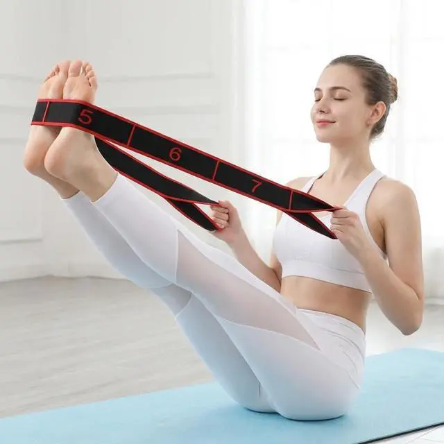 Alt view image 5 of 7 - 2 Pack Numbered 8 Loop Stretching Strap, Multi-Loop Fitness Resistance Bands for Yoga, Gymnastics, Pilates, Elastic Training Band with Markings, Includes Extra Elastic Loop Band for Home Gym Workout