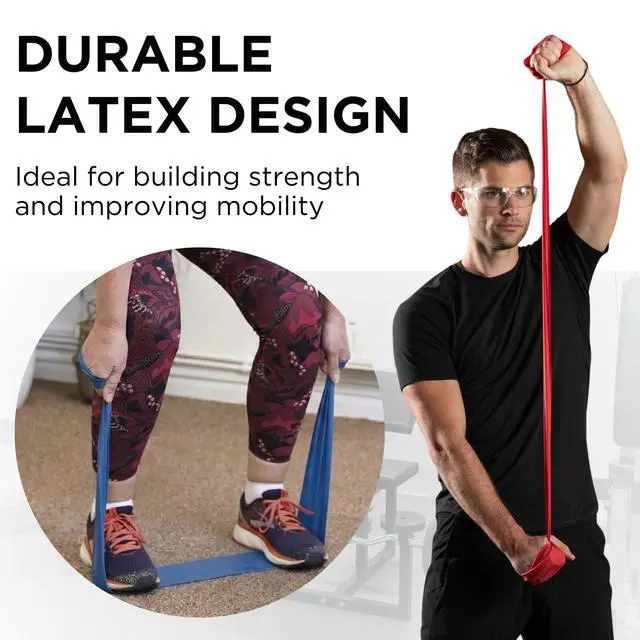 Alt view image 4 of 7 - Professional Latex Resistance Band Set, Pack of 7, 6 Ft