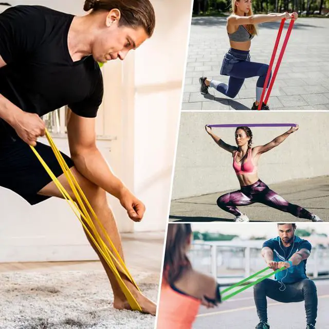 Alt view image 7 of 7 - Resistance Bands Set for Working Out - Exercise Bands for Men & Women, Fitness Equipment, Strength Training, Physical Therapy & Body Stretching at Home & Gym (#07 4 Bands Set)