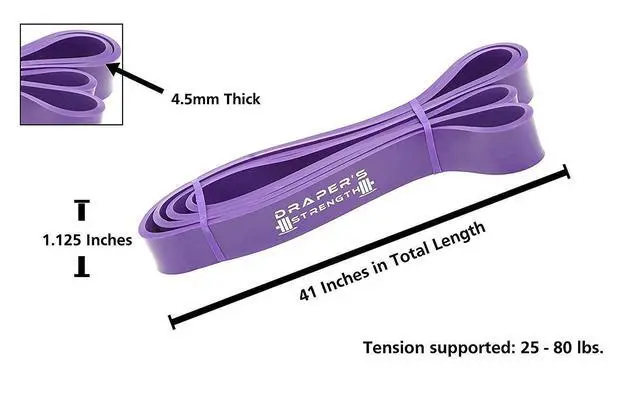 Alt view image 3 of 7 - Heavy Duty Resistance Stretch Loop Bands for Powerlifting Workout Exercise and Assisted Pull Ups 04. Purple