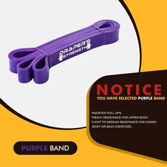 Alt view image 2 of 7 - Heavy Duty Resistance Stretch Loop Bands for Powerlifting Workout Exercise and Assisted Pull Ups 04. Purple