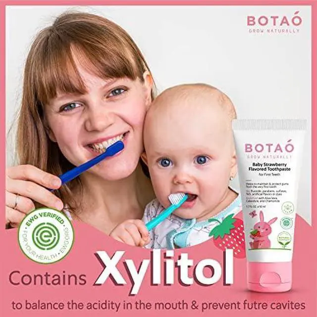 Alt view image 2 of 6 - Fluoride Free Toddler Toothpaste | Strawberry Flavored - Training Toothpaste for Toddlers | EWG Verified, Vegan, SLS Free, Safe to Swallow, Aloe Vera (2Pack)
