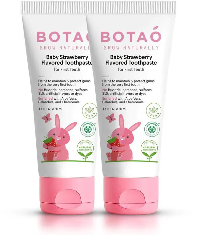 Main image of Fluoride Free Toddler Toothpaste | Strawberry Flavored - Training Toothpaste for Toddlers | EWG Verified, Vegan, SLS Free, Safe to Swallow, Aloe Vera (2Pack)