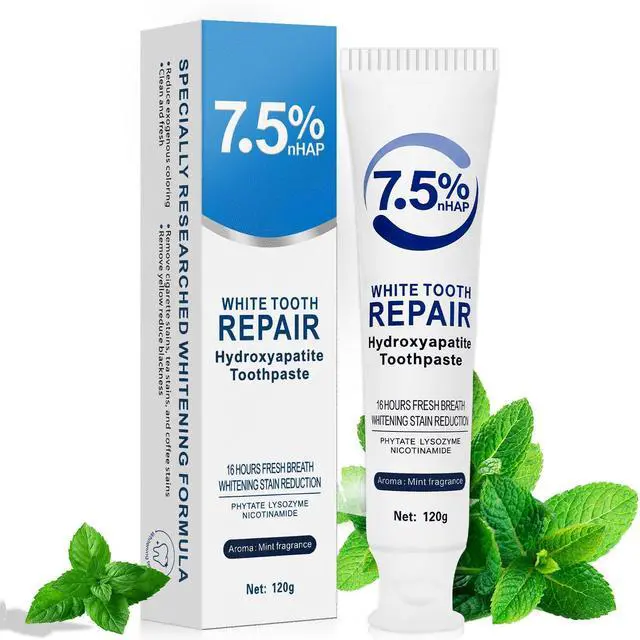 Main image of Nano Hydroxyapatite Toothpaste 7.5% (Fluoride-Free), Remineralizing & Enamel Protection, Dentist Recommended for Sensitive Teeth & Kids, Refreshing Whitening Toothpaste (4.23 Fl Oz (Pack of 1))