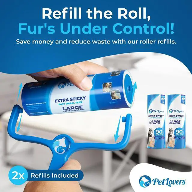 Alt view image 6 of 7 - 6.3" Large Lint Roller for Pet Hair Extra Sticky 270 Sheets, Ideal for Pet Hair Removal from Furniture & Clothes, Dog and Cat Lint Remover 3 Pack