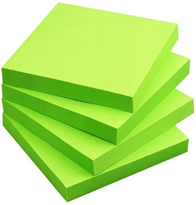 Main image of Sticky Notes 3x3 in, Self-Adhesive Note, 4 Pads, 100 Sheets/Pad (Green) | Perfect for Home, Classroom, and Workplace Organization