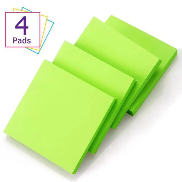 Alt view image 2 of 7 - Sticky Notes 3x3 in, Self-Adhesive Note, 4 Pads, 100 Sheets/Pad (Green) | Perfect for Home, Classroom, and Workplace Organization