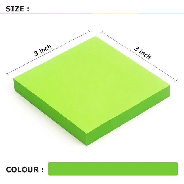 Alt view image 3 of 7 - Sticky Notes 3x3 in, Self-Adhesive Note, 4 Pads, 100 Sheets/Pad (Green) | Perfect for Home, Classroom, and Workplace Organization