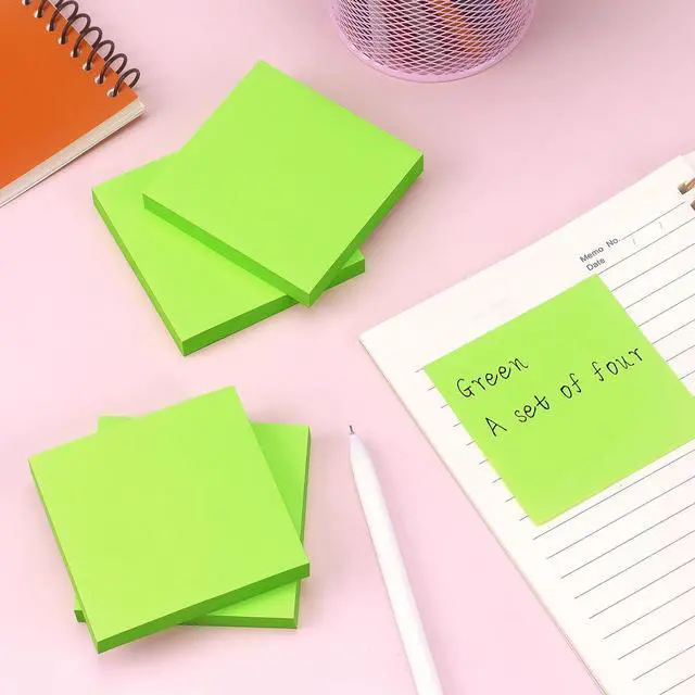 Alt view image 7 of 7 - Sticky Notes 3x3 in, Self-Adhesive Note, 4 Pads, 100 Sheets/Pad (Green) | Perfect for Home, Classroom, and Workplace Organization