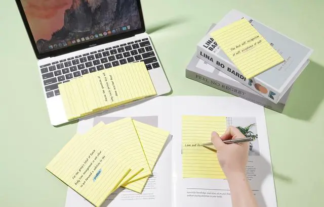 Alt view image 6 of 6 - 9 Pads Lined Sticky Notes 4x6 inch Post, Yellow, Clean Removal, Self-Stick Pads 40 Sheets/Pad