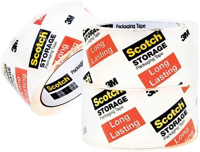 Main image of Long Lasting Storage Packaging Tape, 1.88 in x 38.2 yd, 3" Core | Clear, 3 Rolls, Designed for Storage and Packing, Stays Sealed in Weather Extremes, 3650S-3