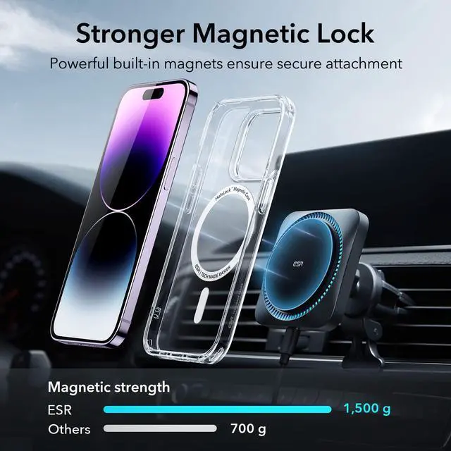 Alt view image 3 of 7 - iPhone 14 Pro Case for MagSafe, Anti-Yellowing, Clear | Ultra Slim, 3X Military-Grade Drop Protection, Magnetic Phone Case, Impact Absorbing, Resists Scratches